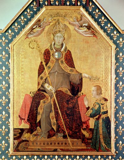 St. Ludwig von Toulouse (1274-97) krönt seinen Bruder, Robert von Anjou (1278-1343) vom Altar des St. Ludwig von Toulouse, 1317 von Simone Martini